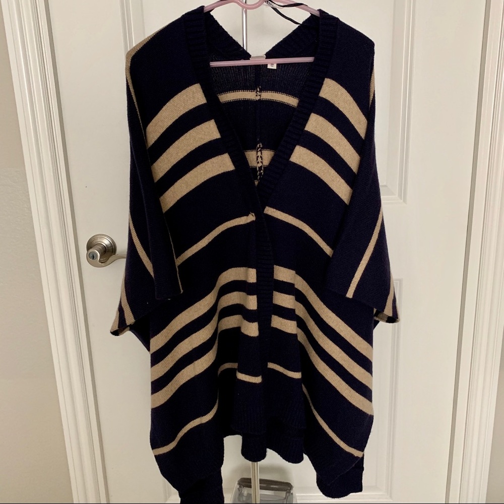 GAP Stripe Navy Open Poncho